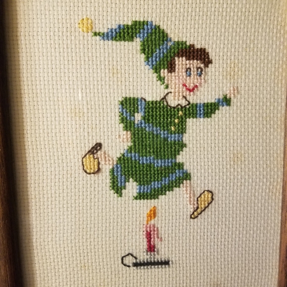 Vtg Jack nursery rhyme framed cross stitch - Picture 6 of 9